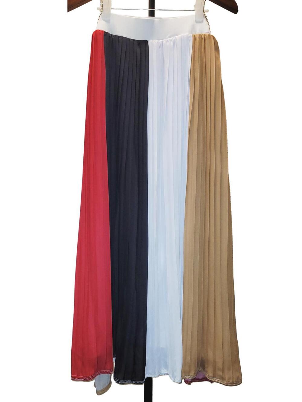 Ashley Stewart Accordian Pleated Colorblocked Skirt Size 18